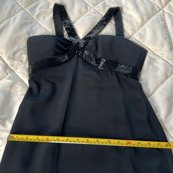 Vintage Cache Black Sheath Cocktail Mini Dress V Neck ThickStraps Beading Size 4 - Picture 11 of 17